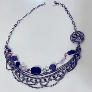 Purple beaded titanium necklace